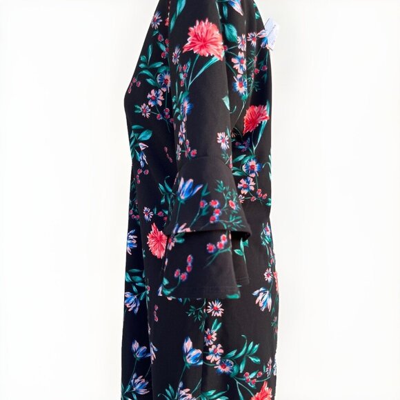 The Vanity Room Women’s Black Floral V-Neck Ruffle Sleeve Dress Size L NWOT - Picture 5 of 13
